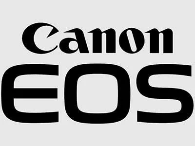 The words Canon and EOS in black on a light background.